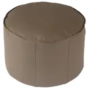 Elina 60cm Round Leather Footstool, Cement Grey