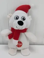 White Polar Bear Plush Dog Toy Squeaker Santa Hat Scarf 8" Plush Stuffed Animal