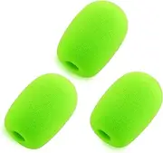 LEFXMOPHY Green Windscreen for Razer BlackShark V2 / V2 Pro / V2 X/Kaira Pro Gaming Headset Microphone Wind Muff Mic Foam Cover, 3-Pack