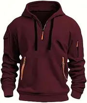[BnMvF] Men Tactical Sweatshirt Quarter Zip Cargo Pullover Hoodies,Tactical Hoodies for Men,Quarter Zip Hoodie Men