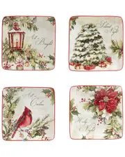 Certified International Silent Night Set Of 4 Canape Plates