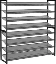 [Nunsino] Shoe Rack, Long Shoe Organizer,Max Holds 50 Pairs,8 Tier Metal Shoe Storage Shelf,4-Tier Stackable Shoes Organizer for Garage, Entryway, Black