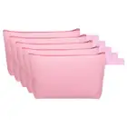 9.1 x 5.1" Canvas Makeup Bags with Strap, 5 Pcs Cosmetic Toiletry Pouch, Pink