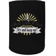 Alcohol Stubby Holder - I Run Like A Girl Running - Funny Novelty Birthday Gift Joke Beer Can Bottle