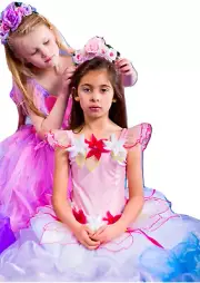 Girls Kids Fairy Dress Costume Dress Pink Ribbon Fairy Plus Free Headpiece