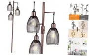 Dimmable Floor Lamp, 3 x 800LM LED Edison Bulbs Included, Farmhouse Brown