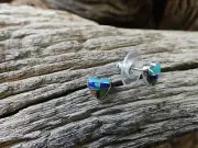 Cute Heart Multi Gemstone & Opal Sterling Silver Handmade Stud Earrings NEW G40