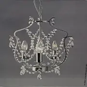 Ikea KRISTALLER 3 Arm Chandelier Silver and Glass Hanging Light Fixture Sweden
