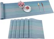 Pauwer Woven Vinyl Kitchen Runner 12"x71" Heat Resistant Non Slip Dining Table Runner Wipe Clean