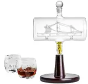 40 Oz 'Magellan' Handmade Whiskey Decanter, Liquor Carafe with Globe Glasses