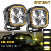 2x 2Inch 80W LED Cube Pods Amber Off Road Driving Lights Spot Work Light Bar Fog
