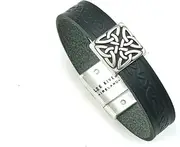 [Biddy Murphy] Irish Leather Bracelet Celtic Knot Charm Three Colors Unisex Made in Ireland