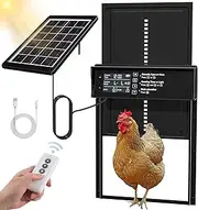 Solar Powered Automatic Chicken Coop Door - USB Charging, 4 Modes With Timer & Light Sensor, Anti-Pinch & Alert, Remote, LED Screen, Aluminum Alloy Waterproof