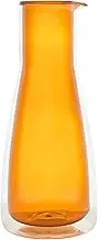 Cloudnola Double Wall Insulated Carafe, Amber Orange, 34oz For Both Hot and Cold Beverages, Handblown Borosilicate Glass Pitcher