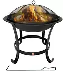 Fire Pit BBQ Grill Pit Bowl with Mesh Spark Screen Cover,Poker