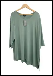 NWT AUTOGRAPH Women's Green Stretch Knit Asymmetric Top Plus Size 18 RRP $84.99