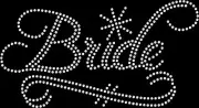 Rhinestone Bling Sparkle Iron On Transfer DIY Bride Script White Sparkle