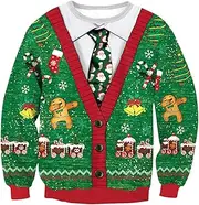 JMEDIC Novelty Christmas Jumpers, Unisex Ugly Christmas Sweatshirt, Print Pullover Crewneck Sweater for Men Women