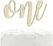 NANASUKO 1st Birthday Cake Topper - one - Premium quality Made in USA (Gold)