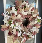 Country Darling Farmhouse Deco Mesh Front Door Wreath Valentine's Day Decoration