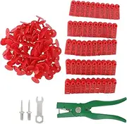 Cattle Ear Tags, Livestock Ear Tag, Farm Animal Identification Ear Tag, 1-100 Numbered Plastic Ear Tags with Ear Tag Plier for Cows Goats Animal Identification Earring Tagger