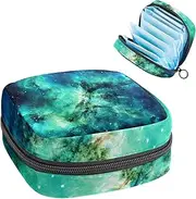 Period Bag,Sanitary Napkin Storage Bag,Blue and Green Galaxy,Tampon Holder for Purse