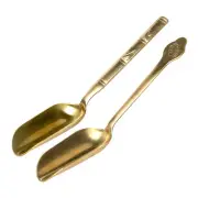 2 PCs Bamboo-Pattern Loose Leaf Tea Scoops, Golden Scoop, Measuring Shovel Sp...