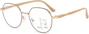 Progressive Multifocus Reading Glasses for Women Men, Fashion Large Metal Blue Light Blocking Computer Readers