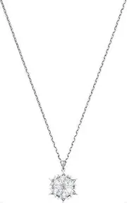 Women's Magic Pendant Necklace, Finely Cut Stones in White with a Beautiful Snowflake Pendant on a Rhodium Plated Chain
