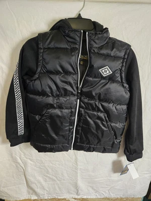 Boys xtream Puffer Vest Black Long Sleeve Jacket Size Large 10- 12 Nwt.