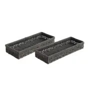 Eden Grace Set of 2 Hand Woven Wicker Serving Trays , Elegant Multi-Purpose Deco