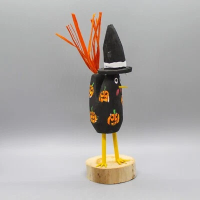 NAVAJO FOLK ART-HALLOWEEN BLACK CHICKEN WITH WITCHES HAT by IVETTA YAZZIE