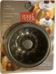 GOOD COOK 4 MINI FLUTED BUNDT NONSTICK PANS #04080 BRADSHAW INTERNATIONAL INC