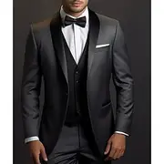 Men's Wedding Party Tuxedos Black Tie Homecoming Solid Colored Tailored Fit 3 Piece Single Breasted One-button
