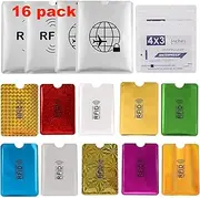 [Luumxai] 16 RFID Blocking Sleeves Set (10 Credit Card Holders & 4 Passport Protectors) Identity Theft Protection Secure Sleeves Set.Waterproof aluminum foil slim Design easily into your Wallet, Blue,