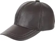 [Zessano] Genuine Leather Unisex Baseball Cap - 100% Sheep Leather Mens and Womens Baseball Cap with Adjustable Back Strap