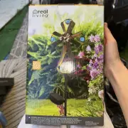 Real Living Cross Flower & Crackle Ball LED Solar Stake Light
