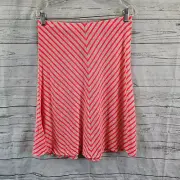 Ann Taylor Womens Skirt Sz XS Pink Beige Stripe Pull On Rayon Blend