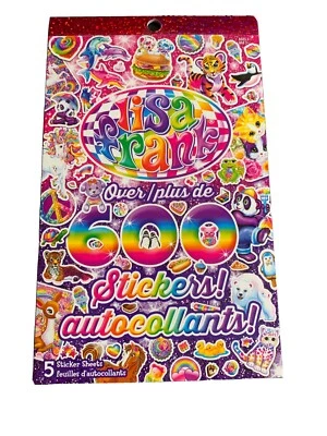 LISA FRANK Sticker Book Over 600 Stickers 90’s Kids Retro 5 Sheets -NEW.