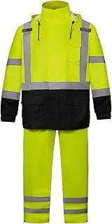 [SRsafety] Hi Vis Safety Rain Jacket, Class 3 High Visibility Work Rain Gear for Men, Construction Rain Suits.