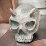 Handcrafted Devilish Papier-Mâché Skull Sculpture