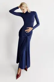 alix maxi tie front dress in navy