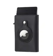 Mens Smart Leather Wallet with Apple Air Tag Holder | Brand New Black Edition