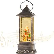 Christmas Musical Snow Globe Lantern Swirling Glitter Timer USB or Battery NEW