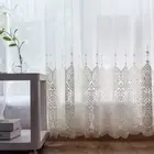Delicate Embroidered Tulles Curtains For Living Room Luxury white Sheer Volie