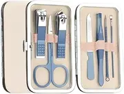 lskdnrufh Nail Clipper Set 7 Pcs/Set Stainless Steel Nail Portable Clippers Kit Travel Manicure Tools Ear Cleaning Tools Nail Care Pedicure Tool Manicure Set(Blue)