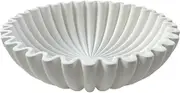 OAKOA Concrete Decorative Bowl - White Large Decorative Bowls for Home Decor - Coffee Table Bowl Decor - Scalloped Ruffle Centerpiece Bowl