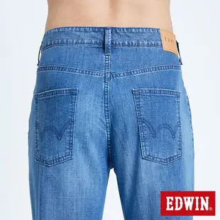 EDWIN 輕柔五袋式 伸縮束口牛仔褲-男女款 石洗藍 JOGGER
