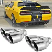 2Pcs Exhaust Pipe 2.5" In 3.5" Double Quad Outlet Stainless For Dodge Challenger