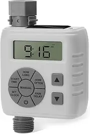 Sprinkler Timer, Zuomeng Water Timer for Garden Hose with Dual Power Design, Professional Anti-Leak Technology, Smart Irrigation with Rain Delay, Automatic/Manual Mode for Efficient Watering, Gray